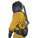 Back view of a welder wearing the Tecmen TM16 PAPR helmet and blower unit.