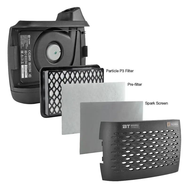 Close-up of the Tecmen PAPR blower unit.